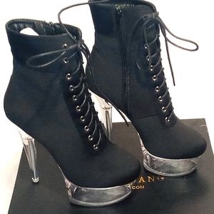 Booties, size:7.5, Black, Clear heel